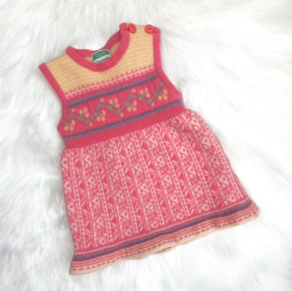 3/6 MONTHS UNITED COLORS OF BENETTON, Wool Sweater Dress EUC B3 - Picture 1 of 6